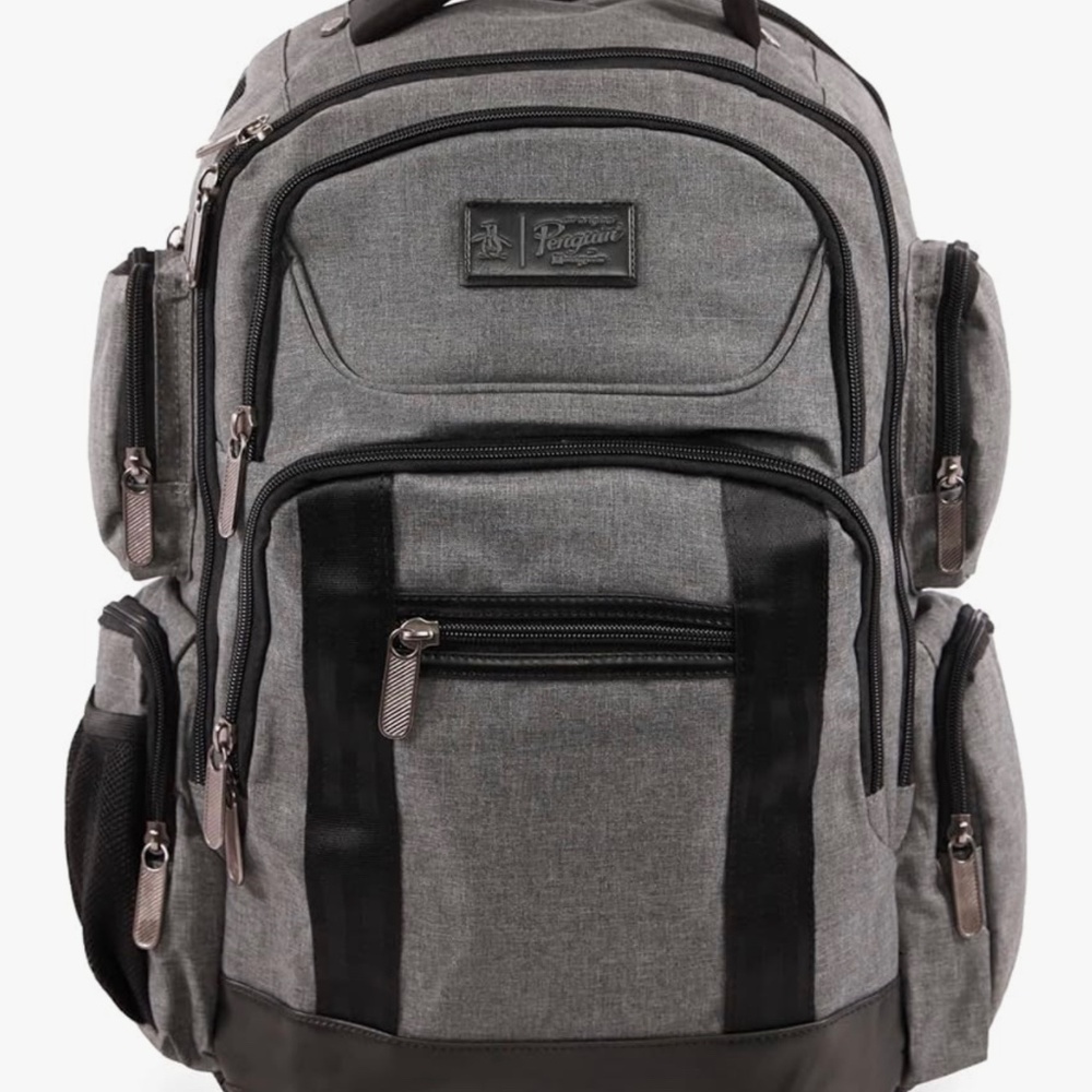 ORIGINAL PENGUIN Backpack, Grey Crosshatch, 19" Odell Collection